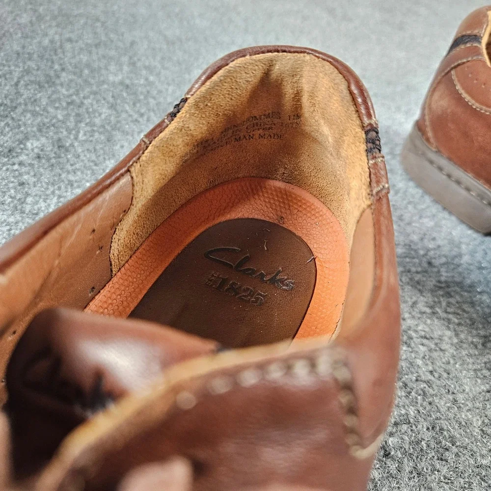 Clarks 1825 Mens Brown Leather‎ Moc Toe Oxford Lace Up Shoes 26101183 Size 11M